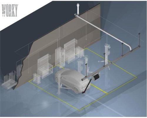EXTRACTOR GASES TALLER  CON SISTEMA DESLIZANTE DE CORREDERA WORKY