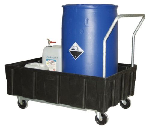 CARRO CON CUBETA RETENCIÓN PARA PRODUCTOS VARIADOS TALLER 250L