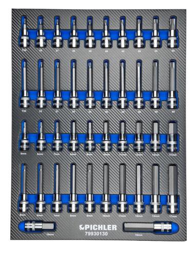 Insertos de enchufe 1/2' TX, hexágono interior, 42 uds.