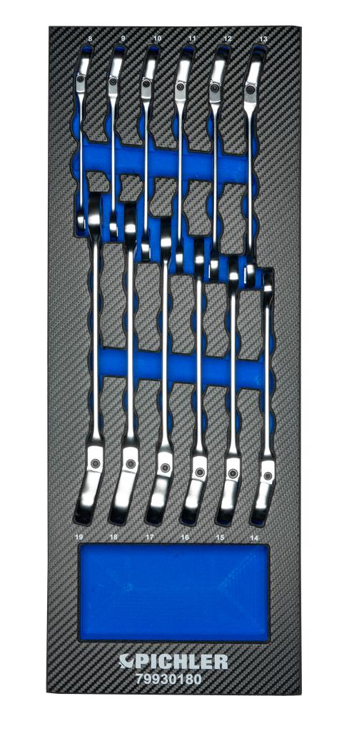 Juego de llaves de trinquete flexibles, 12 piezas.