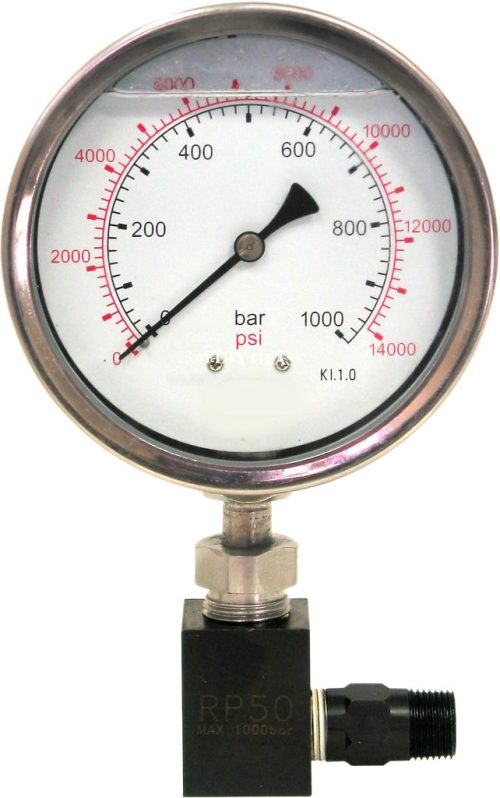 Manómetro para bombas hidráulicas 0-1000 Bar, Ø 100mm