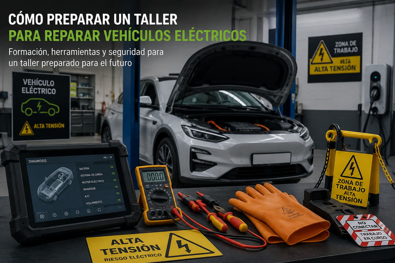 Cómo preparar un taller para averías en vehiculos electricos